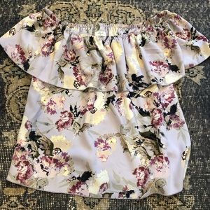 Aritzia “Wilfred” off the shoulder floral top